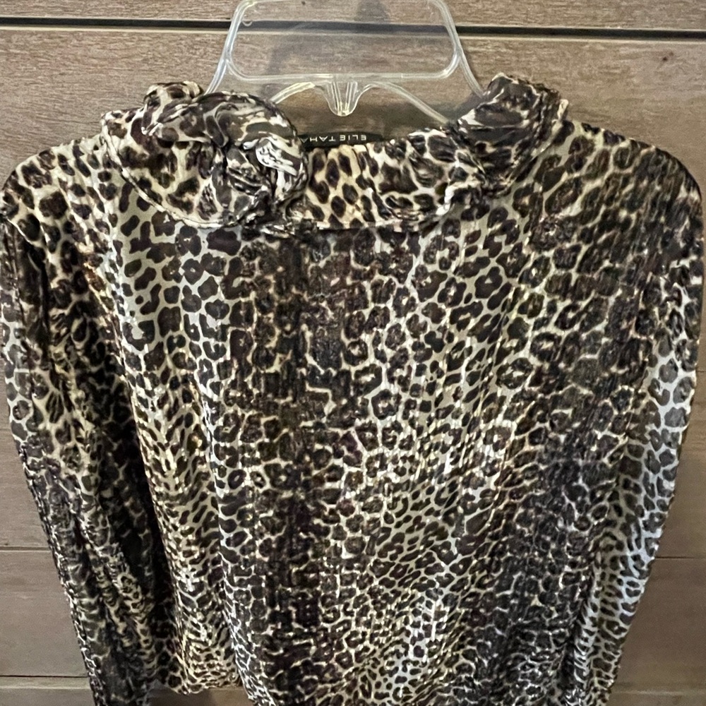Eli Tahari small animal print blouse.